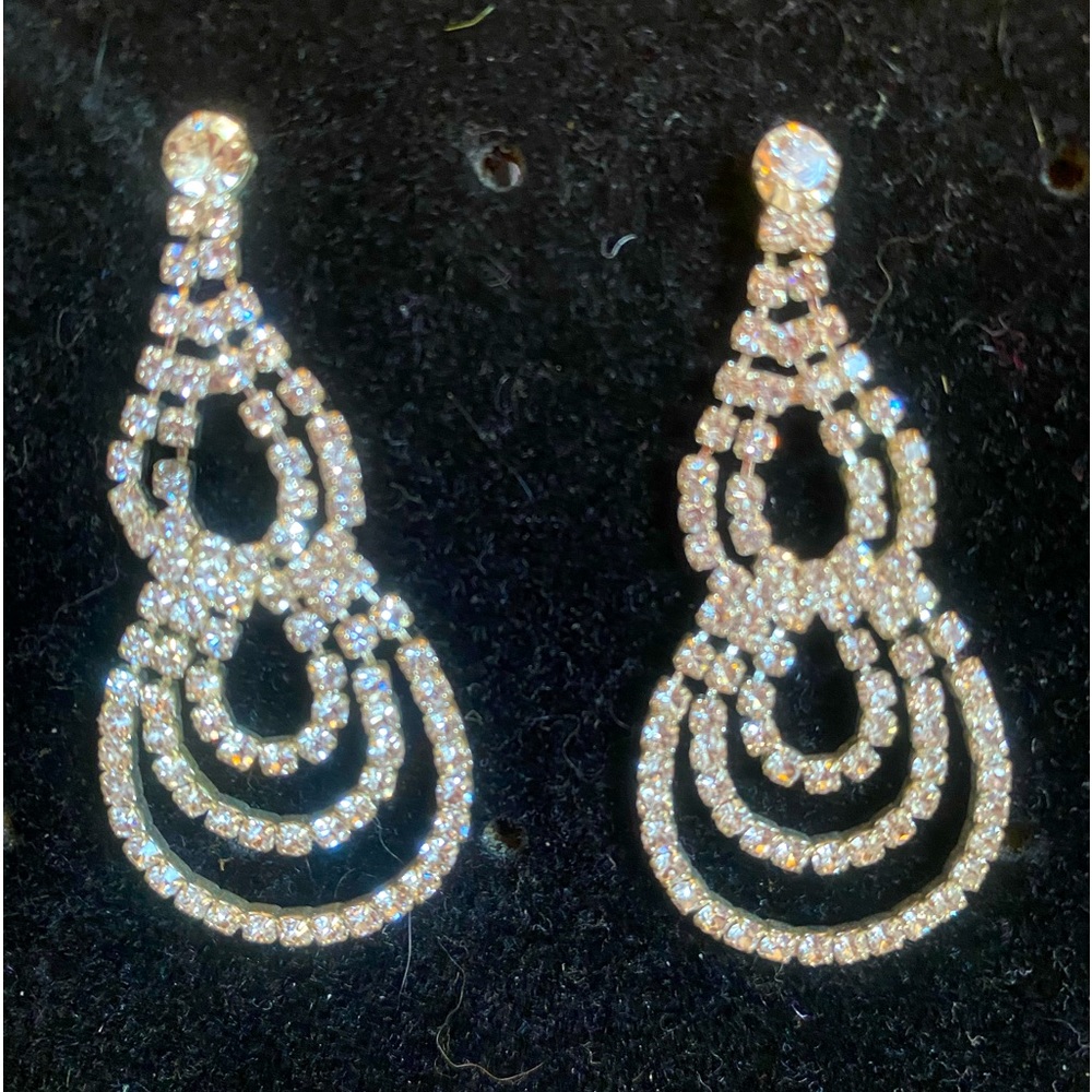 Fun Rhinestone Chandelier Pierced Earrings